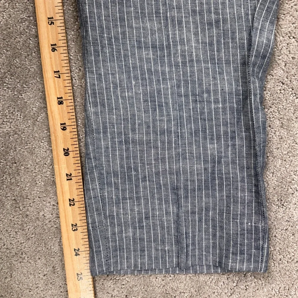 Banana Republic Pants Womens 10P Blue Pinstripe Hampton Fit Linen Lightweight